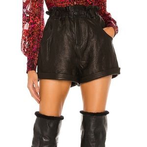 DUNDAS Leather Paperbag Shorts